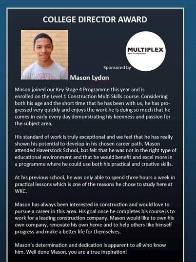 Mason Lydon wins Student of the Year